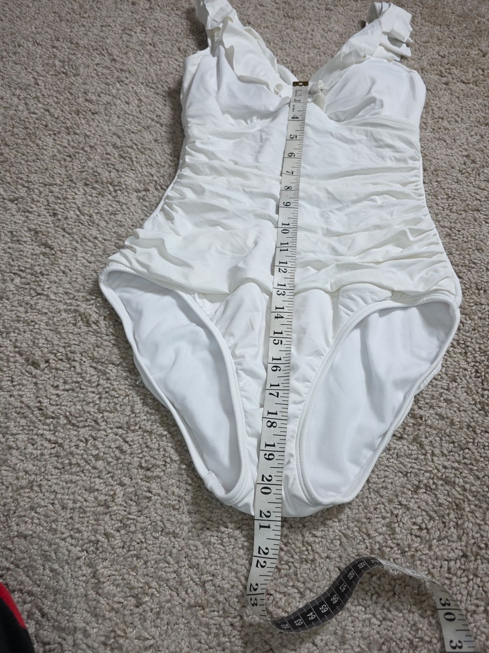 Lauren Ralph Lauren Ruffle Surplice One Piece Swimsuit - White, Size 6 - Picture 10 of 10